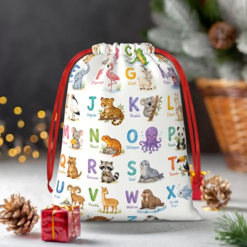 KzgtY Alphabet 2PCS Gift Bags with Drawstring, 16 x 12 Inch Reusable Present Sacks for Christmas,Brithday, Holidays,Parties & Gift Packaging - color: Alphabet