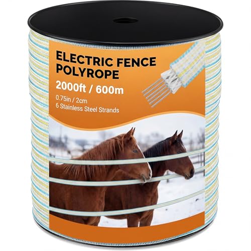 1 Roll 3/4 Inch x 2000 ft Electric Fence Tape for Livestock Polytape Fencing Horse Fence with High Visibility(Green) - color: Green, size: 3/4 Inch X 2000 ft