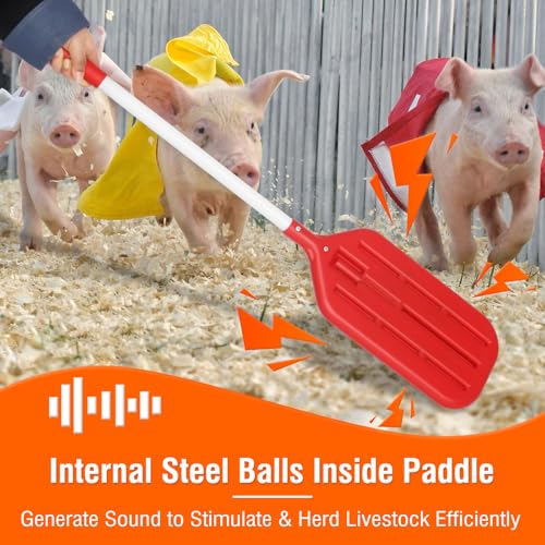 Livestock Sorting Panel with Sound Paddle 38x33 Inch Plastic Sturdy | Animal Guide Board Pigs Hogs Sheep Goats Cattle Gate Steel Ball Sound Paddle Dual Handles Portable Farm Equipment
