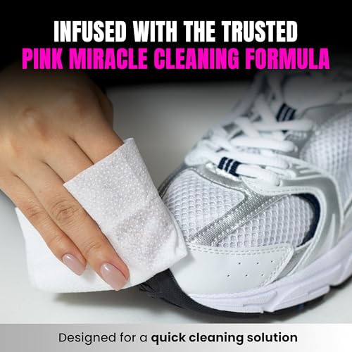 Pink Miracle Shoe Cleaner Quick Wipes for Dirt & Scuffs Sneaker Clean Up