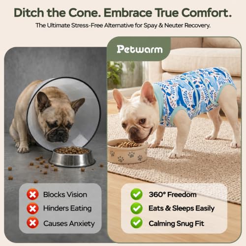 PetWarm Surgical Suit for Dogs After Neuter, Dog Surgery Suit, Cone of Shame Alternatives, Dog Surgical Recovery Onesies Female Male Dogs, Marine Animal Patterns, Blue, XS - color: White Blue, size: X-Small