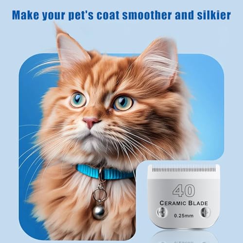 40# Detachable Pet Dog Grooming Clipper Ceramic Blade,Compatible with Andis Size 40 Cut Length 1/100"(0.25mm),Compatible with andis/wahl/Oster Dog Clippers 2PCS - color: Silvery-6