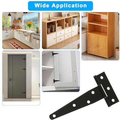 T Strap Hinges Heavy Duty, Shed Door Gate Hinges(Black) (12, 12 Pcs *5 inch) - size: 12 Pcs *5 inch