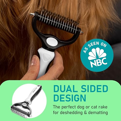 Maxpower Planet Pet Grooming Brush - Double-Sided Undercoat Rake for Dogs and Cats, Extra Wide, Reduces Shedding by 95%, White | White, Dual-Sided, Dematting, Deshedding, Detangling, Removes Dander, Trapped Dirt, Non-Slip Handle - color: White, size: Larg