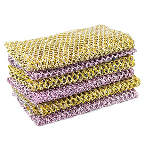 Non-Scratch Dish Scrubbers (6 Pcs) — Outlasts 7+ Sponges, Stays Odor-Free | Replace Smelly Kitchen Sponges | Non-Absorbent Mesh | Safe on Non-Stick, Cast Iron, Glass | Made in Korea Since 2012 - color: 3pk Scourer (6pcs)