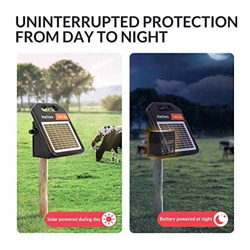 MINI250 Solar Electric Fence Charger with Day or Night Mode, 0.25Joule Portable Solar Fence Charger - size: MINI250-Rear switch