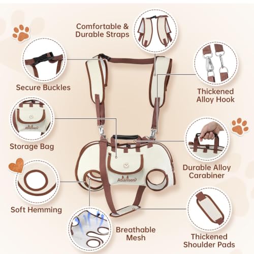 Hands Free Dog Backpack Carrier for Small Dogs Shoulder Sling Backpack | (M, 8.8-14.3lbs), Yorkie Carrier Backpack, Dog Lift Harness, Portable Breathable Pet Carrier Backpack, for Small Animals