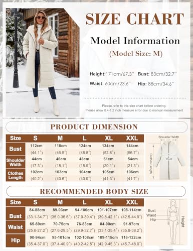 Women Winter Coats Fleece Long Coats Jackets Oversized Warm Down Jacket with Hood - color: Beige, size: Small