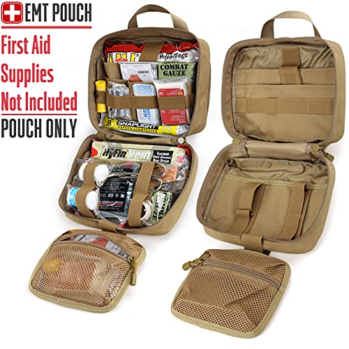 LIVANS Medical Bag, First Aid Bag Empty for Emergency & Trauma Kits | Molle Quick Release Design, Headrest Mount, Includes Flag and Cross Patch,Versatile for Tactical, Camping, Hiking and Travel - color: Khaki