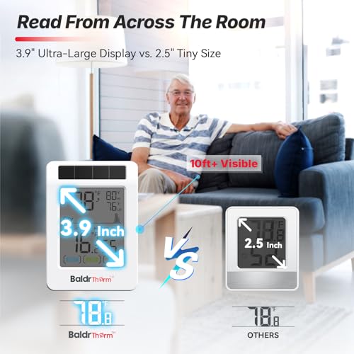 WiFi Thermometer Hygrometer, Wireless Indoor Outdoor Temperature Humidity Monitor, Solar Boost, 3.9" Large Screen, App Alerts for Home, Greenhouse, Pipe Protection, Cellar & Baby Room