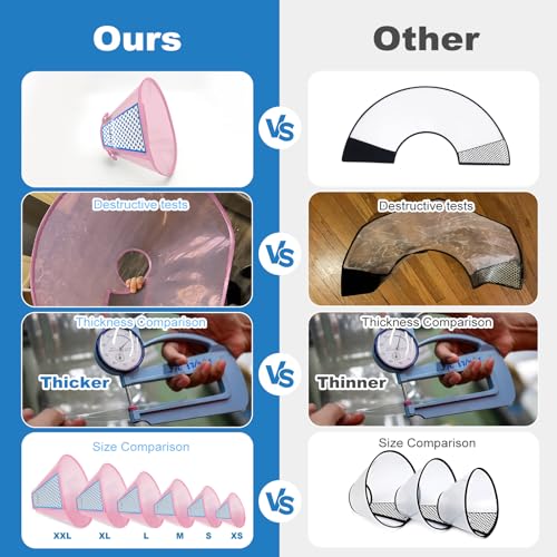 Supet Dog Cone Collar Adjustable After Surgery, Comfortable Pet Recovery Collar & Cone for Large Medium Small Dogs, Elizabethan Dog Neck Collar Plastic Practical - color: Pink, size: XL(Neck: 16.0~19.5")