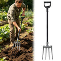 Pitch Fork, Metal Broadfork Garden Tool Long Handle, 4 Tine Mulch Hay Manure Digging Bedding Hay Potato Garden Fork Shovel for Gardening Loosening Soil Compost - size: 47"