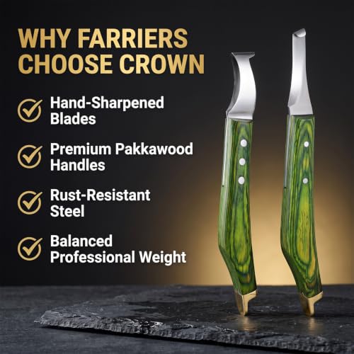 Premium Loop & Hoof Knife Set with Brass End, 9 Inch | Razor sharp stainless steel blades, ergonomic non-slip grip, hoof trimming for horses, cows, goats, sheep & livestock (Green) - color: Multi