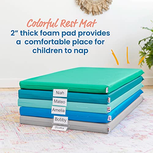 ECR4Kids SoftZone Rainbow Rest Mat, 2in, Sleeping Pad, Contemporary, 5-Piece | Soft foam with polyurethane cover, GREENGUARD Gold Certified, 2-6 years, fully assembled, non-slip base, daycare or classroom - color: Contemporary