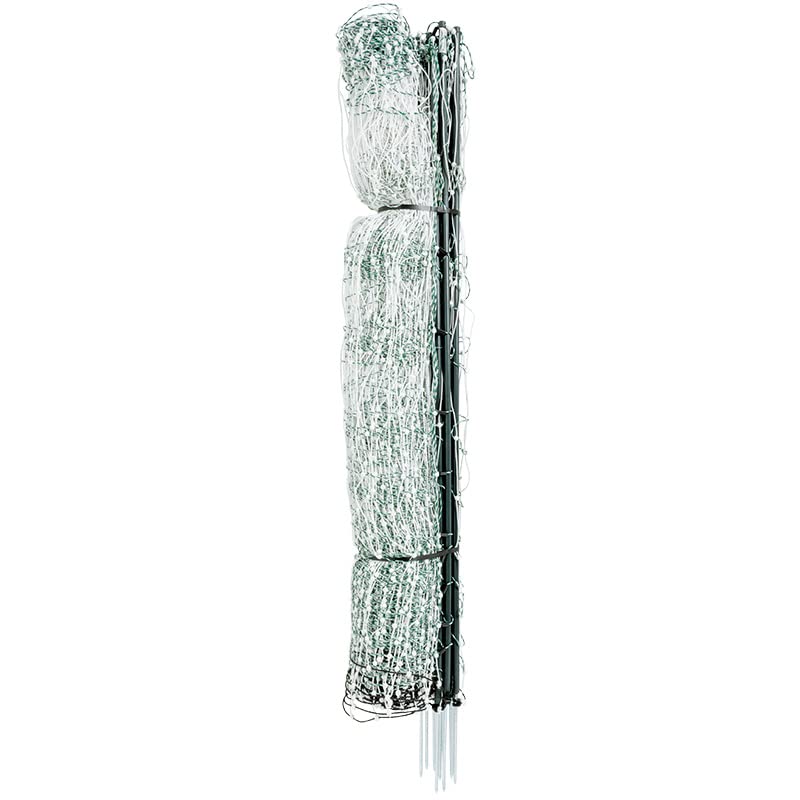Premier 1 PoultryNet® PrimaPosts™ Fence – Chickens – 48"H x 100'L | Green/white. Rigid PrimaPosts™, extra strength. Single spike. For chickens, ducks & geese. Energizer sold separately. - color: Single Spike, Green/White