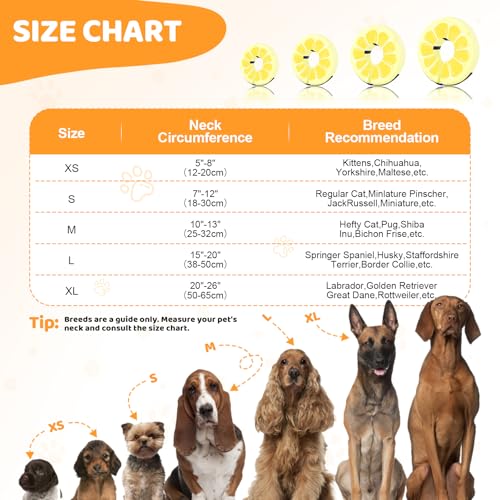 Adjustable Inflatable Dog Cone Collar for Surgery Recovery, Soft Cone for Dogs & Cats, Portable & Washable Dog Donut Collar, Large Cat Cone E Collar (Yellow L) - color: Lemon Slice, size: L
