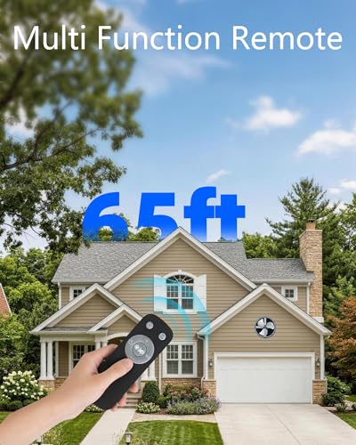 15 Inch Attic Fan with Thermostat and Remote Control | 1800 CFM Gable Vent Fan, Auto On/Off Based on Temperature, 2500 Sq Ft Coverage, 70W, 3 Speeds, 18-Hour Timer, Plug-and-Play