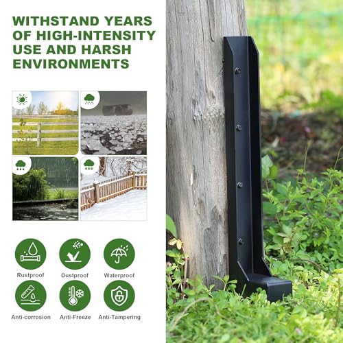 Fence Post Repair Kit, Heavy Duty One-Piece Steel Anchor & Stakes for Repair Broken Tilted Leaning Wood Posts, Rust-Proof Easy Installation, Upgraded 11-Gauge Thickness (4 Pack) - color: 4 Pack