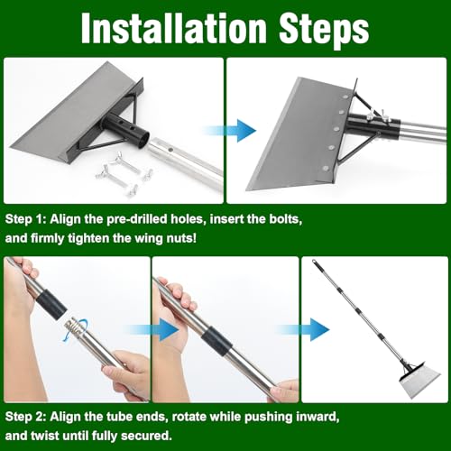 Garden Cleaning Shovel, 64" Long Handle Heavy Duty Multifunctional Flat Shovel, Metal Floor Scraper Tool for Weeding, Scraping Moss, Ice & Snow Removal,Edger for Sidewalk, Driveway & Garden