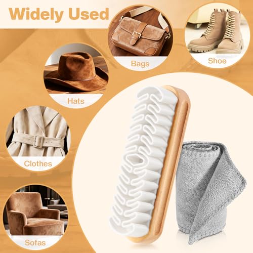 2 Pcs Suede Shoe Brush Nubuck Leather Cleaner Shoes Shine Dauber Crepe Applicators Set with Cleaning Cloth(Suede Brush with Cloth) - style: Suede Brush with Cloth