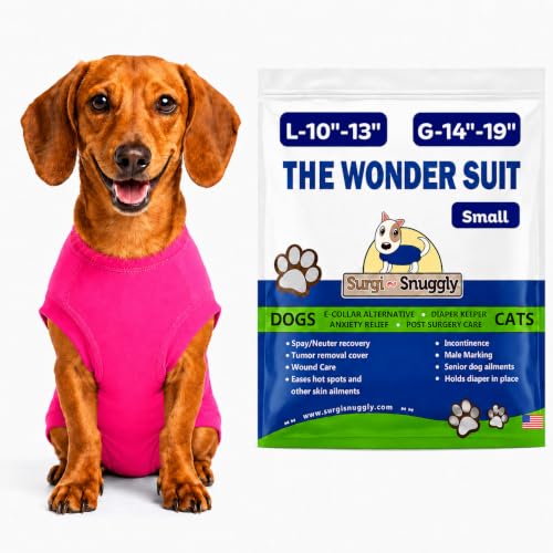 Surgi Snuggly Dog Surgery Recovery Suit, Cone Alternative, Spay/Neuter S | Dog Recovery Suit for Dogs — Veterinarian-Invented Surgical Suit & Recovery Onesie with Easy Bathroom Access After Surgery - color: Princess Pink, size: Small (L-10"-13" | G-14"-19