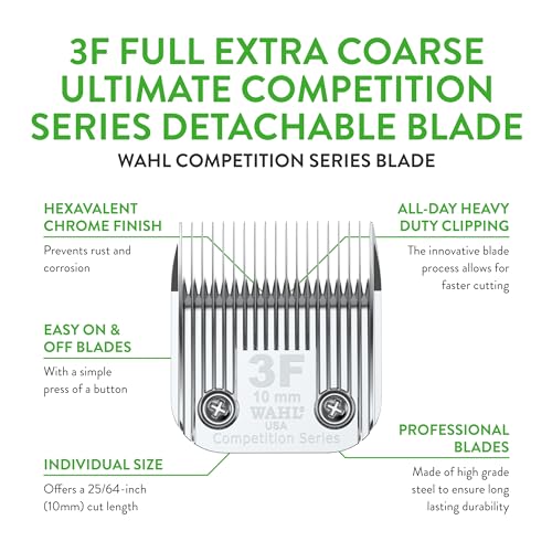 Wahl Professional Animal Competition Blade, 2376-100, 3F | Extra Coarse, Detachable Blade with 25/64 in Cut Length - size: 3F