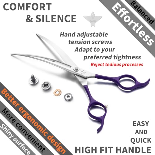 High-end Professional Dog Grooming Curved Scissors Pet Curved Shears 7.5 Inches Extremely Very Sharp Made Of Stainless Steel Alloy By Hand For Dog Cat Groomer - color: 7.5inch Curved Shears