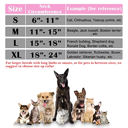 Inflatable Dog Cone Collar for After Surgery, Doggie Neck Blow up Donut Recovery ECollar, Soft Adjustable Dog Cone for Small Medium Large Dogs and Cats - color: Pink, size: Small (Neck: 6"-11")