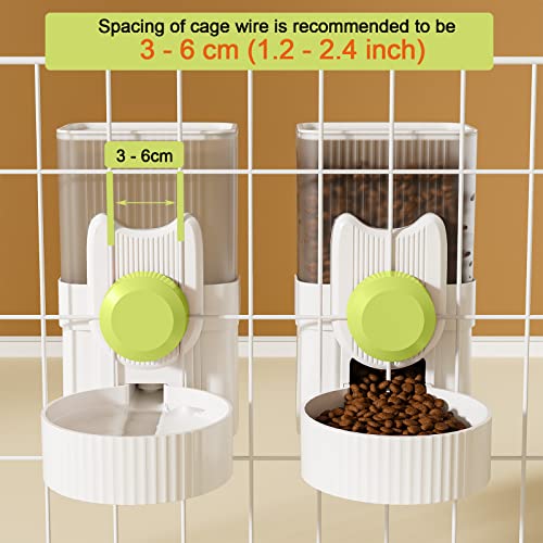 Lemtrflo Rabbit Water Dispenser, Cage Automatic Hanging Bunny Feeder | Suitable for Rabbits, Guinea Pigs, Small Dogs, and Other Small Pets - color: White Green