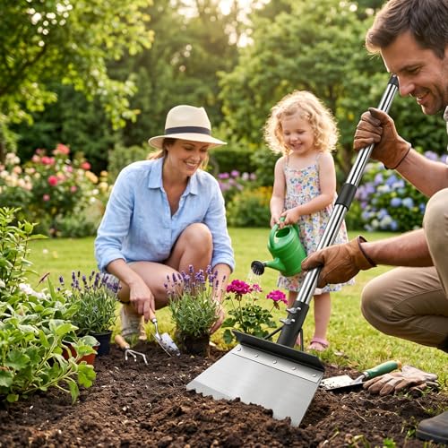 Garden Cleaning Shovel, 64" Long Handle Heavy Duty Multifunctional Flat Shovel, Metal Floor Scraper Tool for Weeding, Scraping Moss, Ice & Snow Removal,Edger for Sidewalk, Driveway & Garden