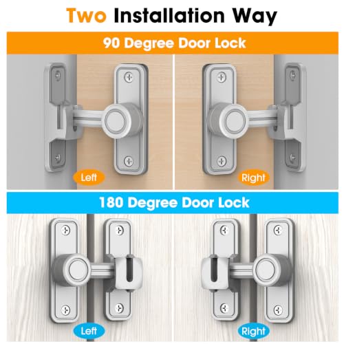 Sliding Barn Door Lock Hardware, 90 Degree Locks for Barn Doors, Flip Gate Latches for Barn, Garden, Bathroom, Outdoor, Garage, Window (Silver) | Flip Gate Latches for Garden, Bathroom, Outdoor, Garage, Window, Barn Doors - color: Silver