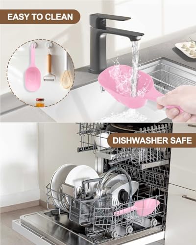 2 PACK Dog Food Scoop,1 Cup Capacity Pet Food Scoop For Dog and Cat (Pink) | Clear Markings for Precise Measuring 1/2 and 1 Cup Lines,Dishwasher Safe,Plastic,Portable and Sturdy - color: pink