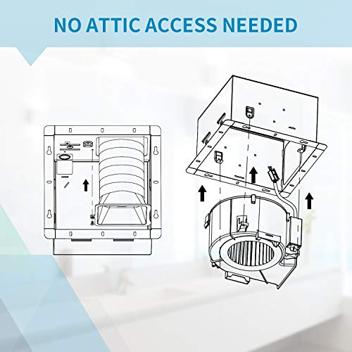 Tech Drive Bathroom Exhaust fan,110 CFM,1.5Sone,4-Inch Duct, | Very Quiet,No Attic access Needed Installation,HVI and Energy Star Certified,Easy to Install, White Grille - size: 110CFM 1.5Sone