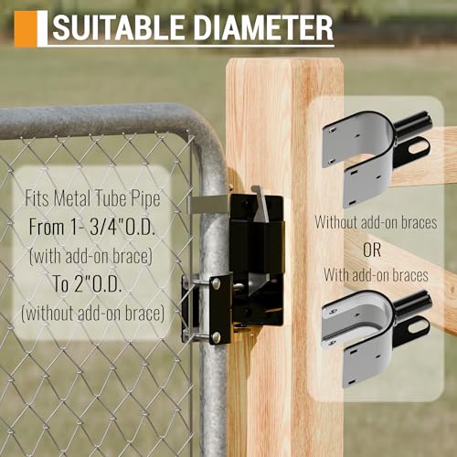 2 Way Farm Gate Latch Heavy Duty Lockable Livestock Gate Latch, 1 Pack | Two-Way Livestock Self-Locking Fence Gate Latch for Farms, Metal Gates, Ranches, Stables, Horse Corrals