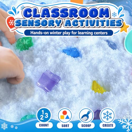 Sensory Bin Filler for Toddlers, Fake Snow Play Sand, Soft Latex Sensory Table Fillers for Classroom Learning, White Sensory Material for Indoor Sensory Play - color: White
