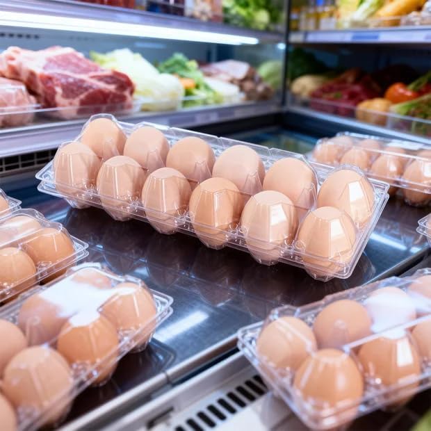 Plastic Empty Eggs Cartons 12 Count Clear Tray Bulk 160 Pack | 2x6 Grid Trays Egg Containers, Clear Stackable Fridge Storage for Chicken Farm Markets, Refrigerator Restaurant Use