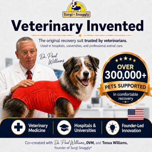 Surgi Snuggly Dog Surgery Recovery Suit, Cone Alternative, Spay/Neuter SL | Dog Recovery Suit for Dogs — Veterinarian-Invented Surgical Suit & Recovery Onesie with Easy Bathroom Access After Surgery - color: Radiant Red, size: Small Long (L-12"-15" | G-14