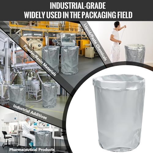 55 Gallon Heavy‑Duty Extra Thick Mylar Drum Liner Bag, High Barrier Heat‑Sealable 4‑Layer Aluminum Foil, Food & Industrial Grade for Ingredients, Chemicals, Liquids, Powders & Resin Storage(1PC)