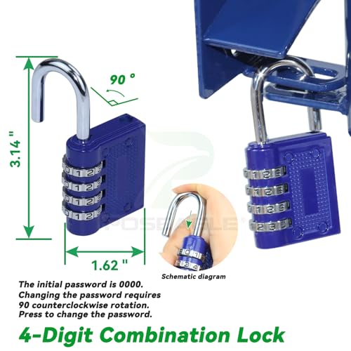 [Upgraded] Blue S16100100 Two Way Lockable Gate Latch | Include Hardware, 4-digit Combination Lock and Philips Screwdriver for Metal Gates with 1-5/8" to 2" Diameter Round Tubes - color: A03 1xLockable Gate Latch for 1-5/8" to 2" Tubes