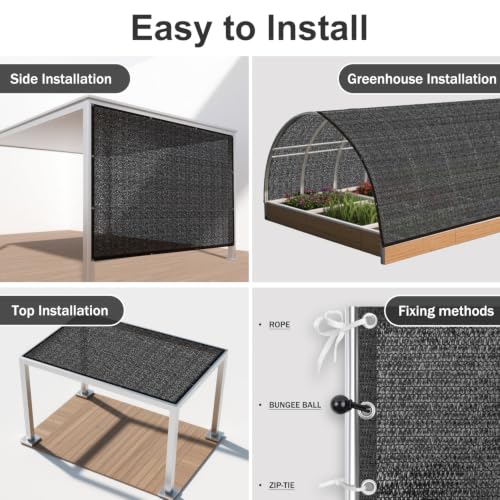 SUNNY GUARD Sun Shade Cloth, 12 x 20 FT Black HDPE Mesh | 85-95% Breathable shade cover creates a cooler space for plants, vegetables, greenhouses, patios, chicken coops, and kennels - color: 90 SHADE-BLACK, size: 12 FT x 20 FT