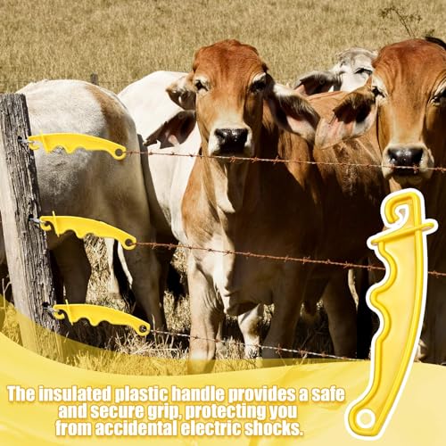 Tondiamo 12 Pack Electric Fence Plastic Gate Electric Fence Gate Handles 8 Inch Insulated Handle Yellow Insulated Plastic Handle