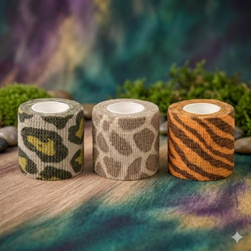 Premium Pet Vet Wrap — Non-Stick to Fur Self Adherent Bandage Wrap for Dogs, Cats & Horses, Breathable Cohesive Tape for Wounds, Paws & Legs, Animal Print Design - Pack of 2 - color: Leopard Print