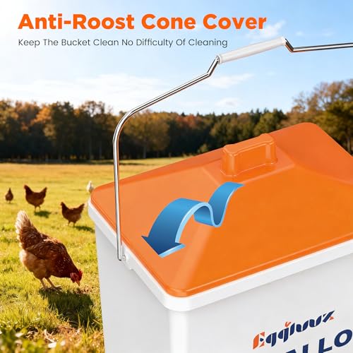 Eggluuz 3.6 Gallons Chicken Waterer Bucket with Water Nipples, Adjustable Legs and Anti-Roost Cone