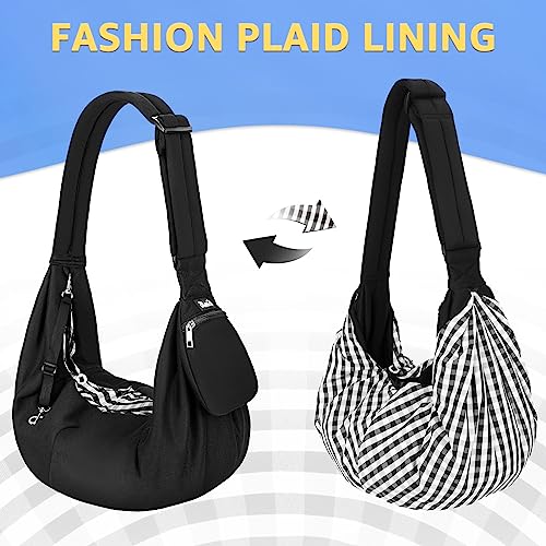 SlowTon Dog Carrier Sling - Thick Padded Shoulder Strap Adjustable, DB, S | Dog Carriers for Small Dogs, Puppy Carrier Purse for Pet Cat with Front Zipper Pocket Safety Belt Machine Washable - color: E-Ink Knitted Fabric