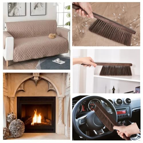 Hand Broom Brush Dust Cleaning: Hand Brush, Dusting Brush, Couch Brush, Soft Brush Cleaning, Dust Broom, Handheld Broom, Bed Brush, Hand Brush for Cleaning The Bed, Sofa, Fireplace, car, etc. - color: Brown