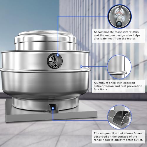 Restaurant Hood Grease Rated Exhaust Fan- Food Truck High Speed Direct Drive Centrifugal Upblast Exhaust Fan 1HP 110 Volt Single Phase Motor 3500 CFM - size: 1HP