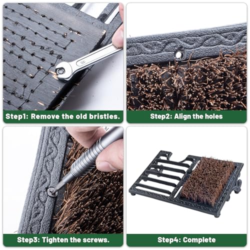 Heavy Duty Boot Scraper Brush Outdoor, Cast Iron Shoe Scrapers with Brushes, Boot Scrubber and Boot Cleaner Brush for Entryway, Garden, Farm (Replacement Bristle Brush) - color: Replacement Brush