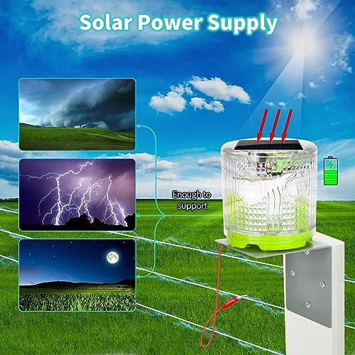 Electric Fence Indicator Light, Briidea Solar Fence Alarm with Light Transmission to 1/2 Mile, Ensure The Normal Operation of The Electronic Fence to Prevent The Invasion of Wild Animals - color: White
