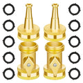 AUTOMAN Brass Hose Nozzle - High Pressure Jet Nozzle 4 Count (2 Set), Heavy Duty Water Hose Sprayer Sweeper with Hose Shutoff Valve, 3/4” GHT Nozzles for Garden Hose, Car Wash, Extra 10 Rubber Washers - size: Brass Jet Nozzle Set