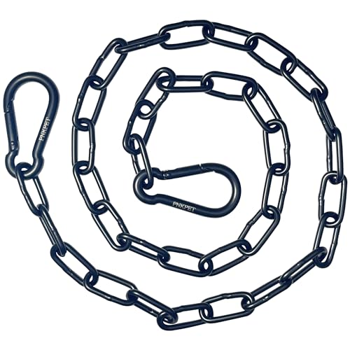 304 Stainless Steel Gate Chain 550lbs Capacity - 40" x 5/32" with M7 Carabiners, Chain Link Gate Latch for Outdoor Fence Livestock,Safety Hanging Metal Chain with 2 Carabiners, Black - color: 40in - Black - 1 Pack, size: 4mm